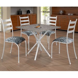 Conjunto de Mesa com 4 cadeiras MADMELOS Lucia, tampo em granito 75x75cm