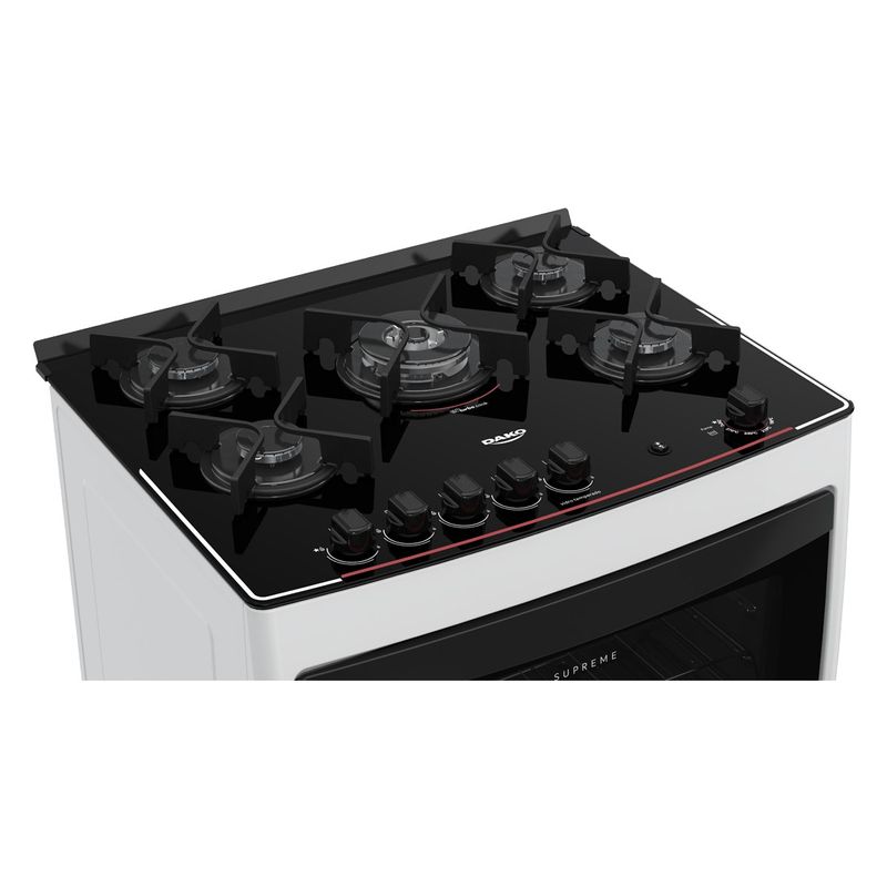 Fogao-Dako-5-Bocas-Supreme-Glass-Branco-com-mesa-de-vidro-4
