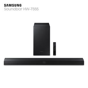 Soundbar Samsung HW-T555, com 2.1 canais, potência de 320W, Bluetooth, Subwoofer sem fio e DTS Virtual:X