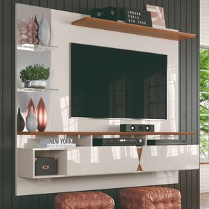Painel Intense para TV até 55" 183cm Lukalian Off white/Damasco