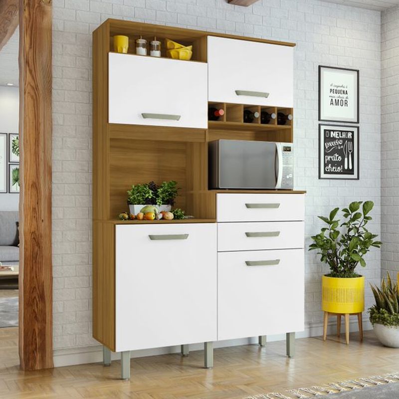 Cozinha-Nesher-Smart-JR-4-Portas-2-Gavetas-com-Nicho-para-Forno-e-Adega-freijo-com-branco-