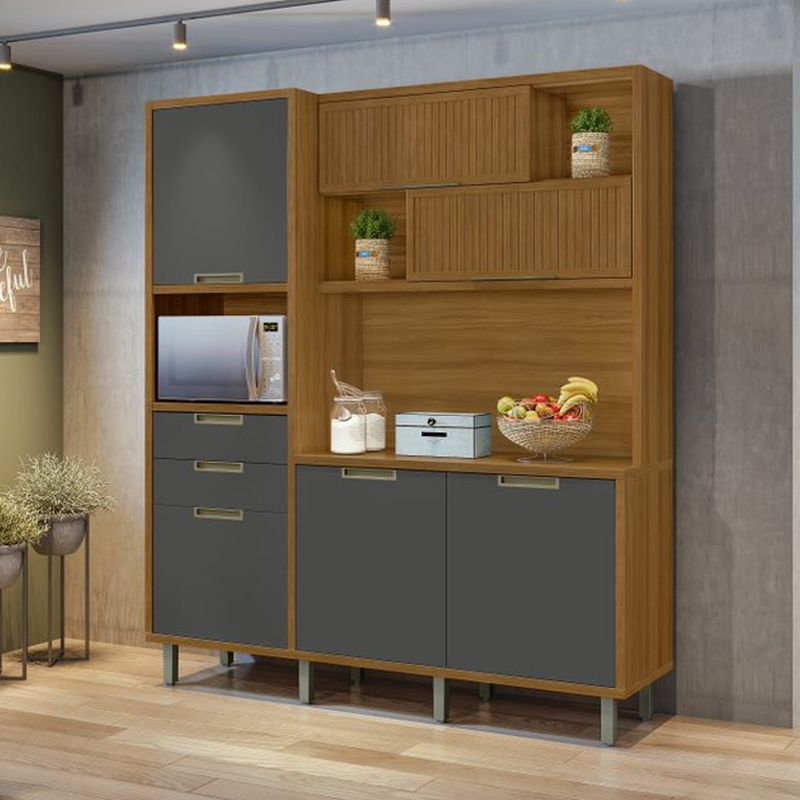 Armario-de-Cozinha-Nesher-Loft-Imperatriz-com-Nicho-para-Microondas-2-Gavetas-e-6-Portas--