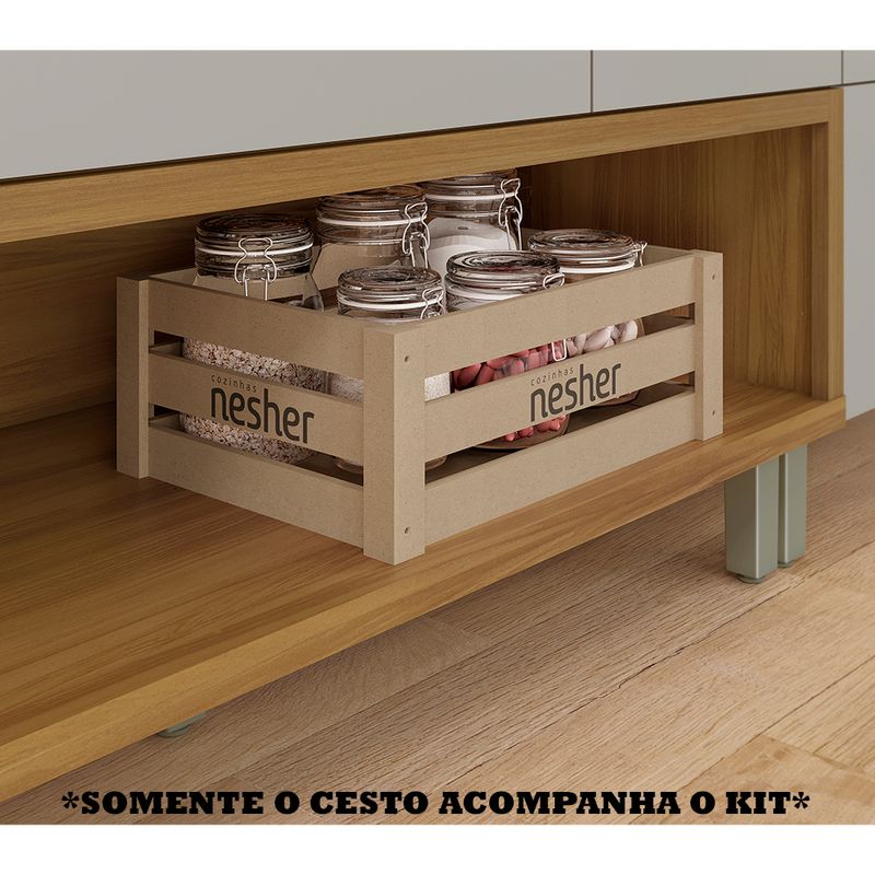 Cozinha 5 Peças Completa 100% MDF Princesa Freijó/Off White Nesher - Nesher