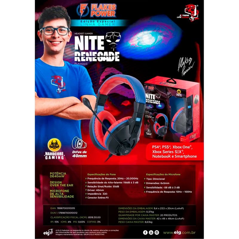 Headset-Gamer-ELG-Flakes-Power-Nite-Renegade-FLKH003-40mm