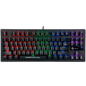Teclado Gamer Mecânico ELG com 87 Teclas, Iluminação LED 7 cores, Switches Outemu Blue