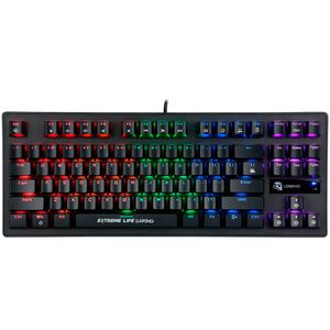 Teclado Gamer Mecânico ELG com 87 Teclas, Iluminação LED 7 cores, Switches Outemu Blue