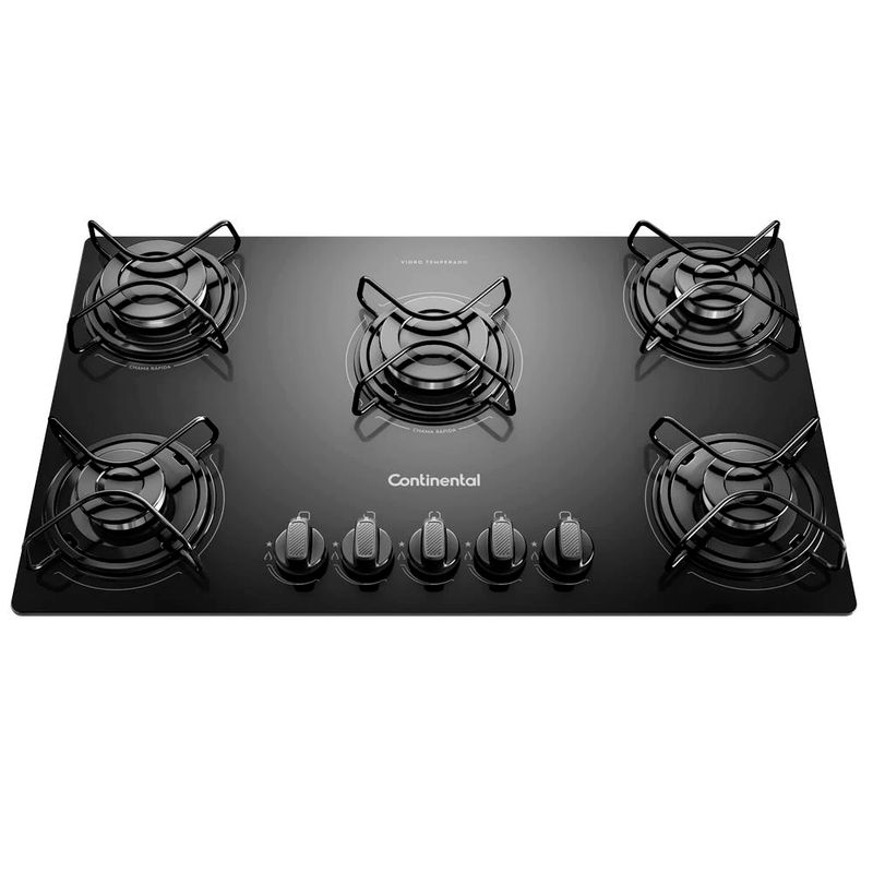 Cooktop-a-Gas-5-Bocas-Continental-KC5GP-Vidro-Temperado
