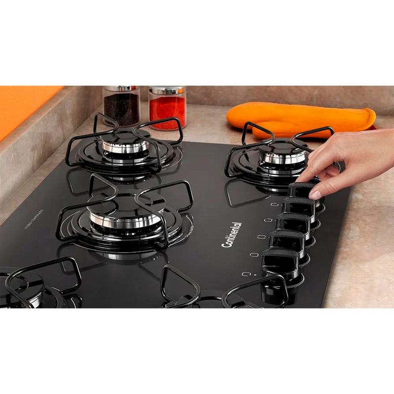 Cooktop-a-Gas-5-Bocas-Continental-KC5GP-Vidro-Temperado