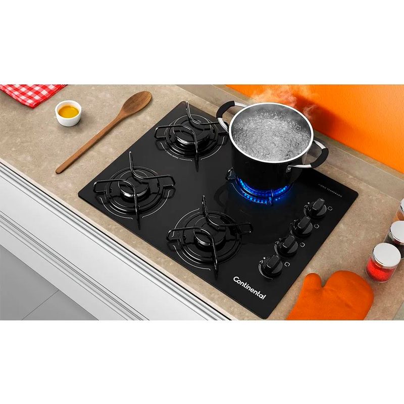 Cooktop-a-Gas-4-Bocas-Continental-KC4GP-de-Vidro-Temperado