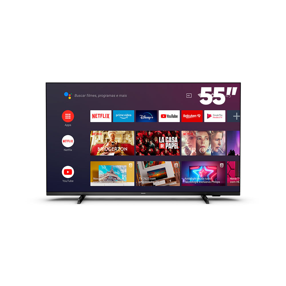 Smart TV 55” 4K UHD D-LED Philips 55PUG7406/78 - Android Wi-Fi Bluetooth  Google Assistente - TV 4K Ultra HD - Magazine Luiza