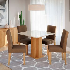 Mesa de Jantar Cimol Sophia 95 x 95 cm e 04 Cadeiras Maia