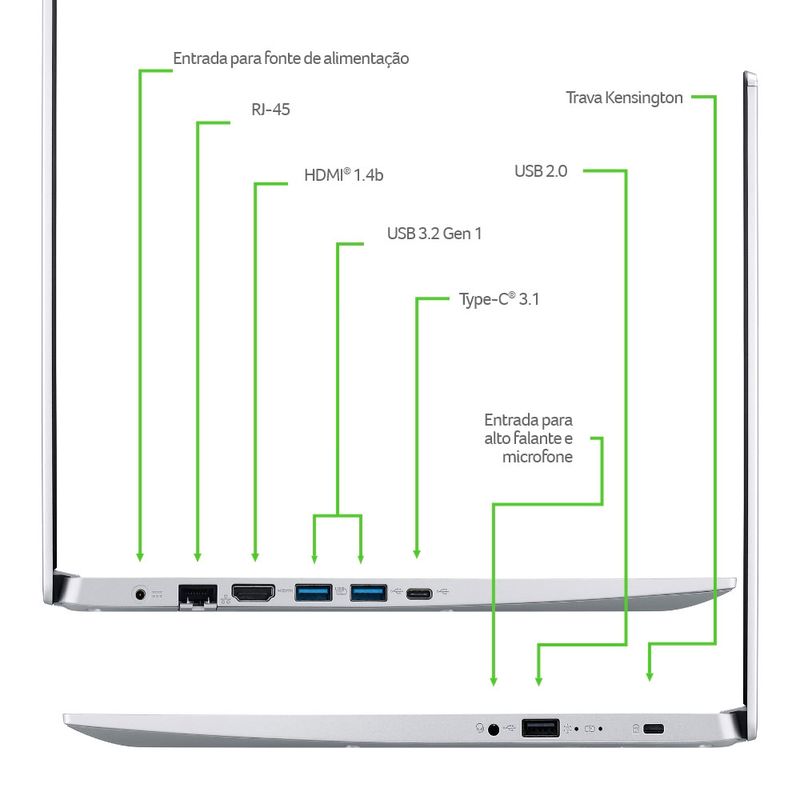 Notebook Acer Aspire 5 A515-54-33EN Intel Core i3 10110U 15,6 4GB SSD 256  GB Windows 11 com o Melhor Preço é no Zoom