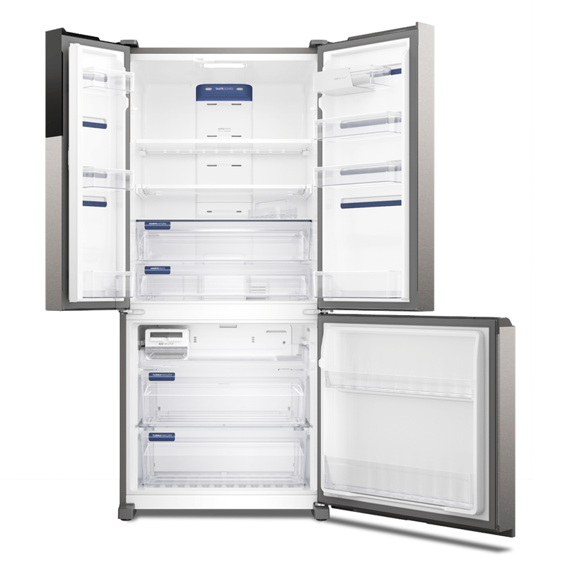 Geladeira-Electrolux-Multidoor-Efficient-Com-Autosense-e-Inverter-590-l-Inox-Look-IM8S-aberta-vazia