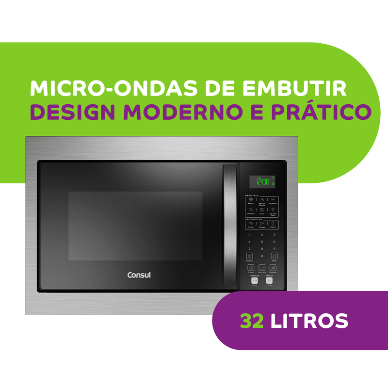 Micro-ondas-Consul-de-Embutir-32-Litros-Preto-com-Design-Moderno-e-Menu-Facil-
