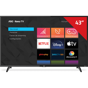 Smart TV LED AOC 43S5195 Roku 43" FHD Alexa Siri Google
