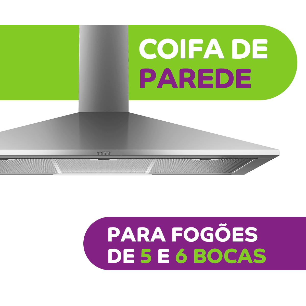 Coifa de Parede Consul 90cm Inox Piramidal 5 e 6 bocas com Duplo Filtro  CA090BR