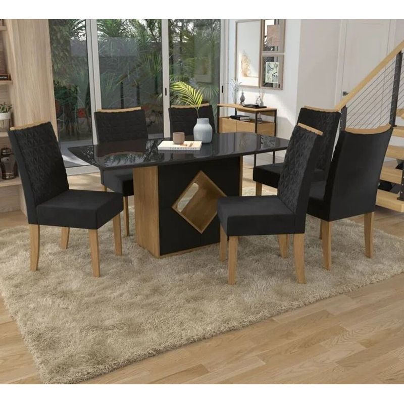 Conjunto de jantar 6 cadeiras Kappesberg Mesa 170 x 90 cm