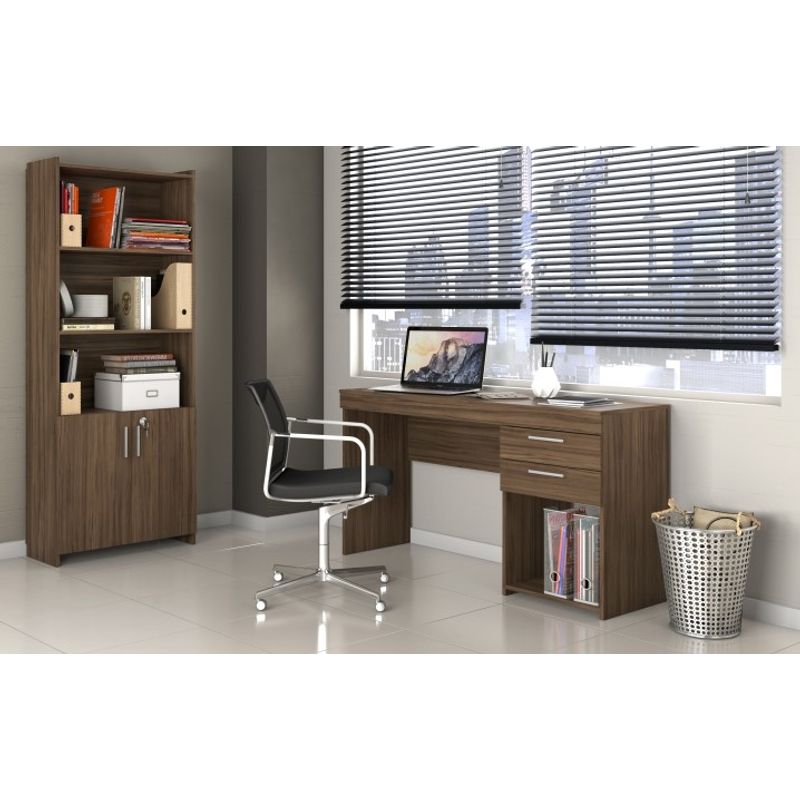 Multiuso-para-Escritorio-Notavel-2-portas-com-chave-e-Escrivaninha-Office-Notavel-2-Gavetas-e-1-Nicho-Nogal-Trend