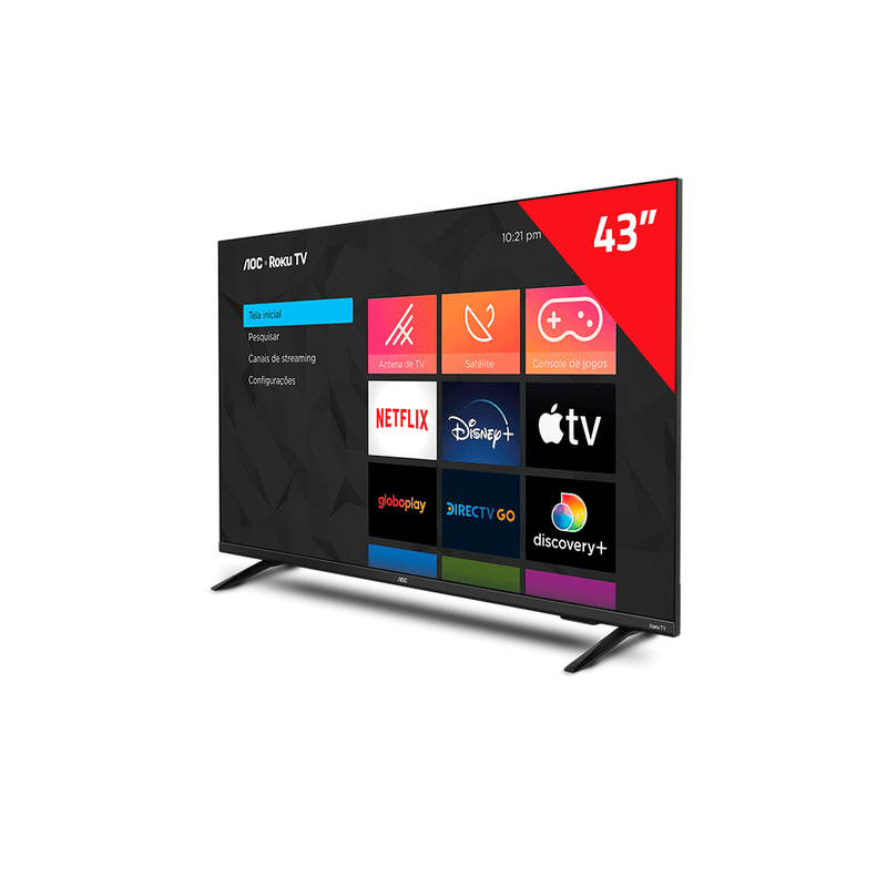 Smart-TV-AOC-43-Full-HD-43S513578G-ROKU-HDMI-USB-Conexao-Wi-Fi-Conversor-Digital
