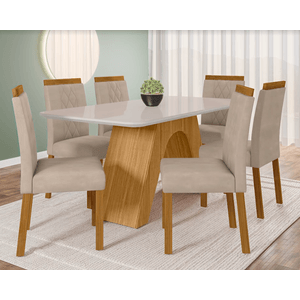 Conjunto de Jantar Cimol 180 x 90 cm Clara com 6 cadeiras Alice