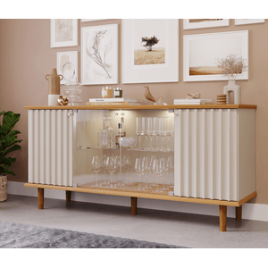 Aparador com Portas Buffet Janice Cimol Nature Off White