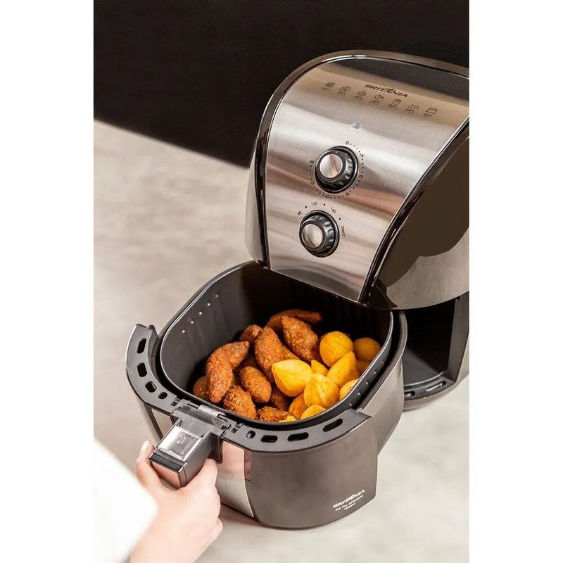 Air Fryer Britânia 5 Litros Fritadeira Elétrica sem Óleo BFR40PI - Inox