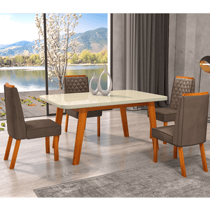 Jogo de Mesa 4 Cadeiras Boss Cappuccino Bom Pastor Firenze 120cm x 80cm