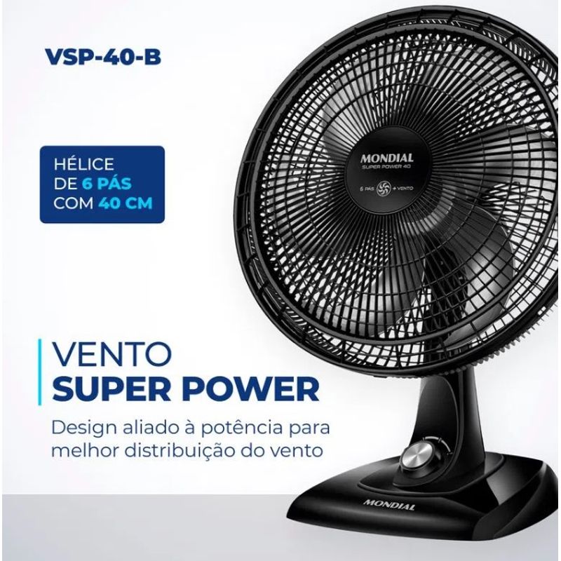 Ventilador De Mesa Mondial 6 Pás 40cm VSP-40-B