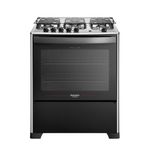 Fogao-5-Bocas-Preto-com-Mesa-de-Inox-Dako-Magister-Bivolt