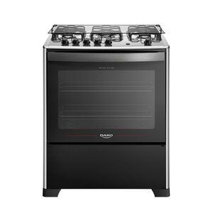 Fogão 5 Bocas Preto com Mesa de Inox Dako Magister Bivolt