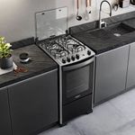 Fogao-4-Bocas-Preto-com-Mesa-de-Inox-Dako-Magister-Bivolt
