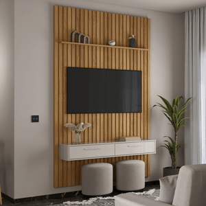 Painel Ripado para TV ate 55" Lukaliam Bali 1,5m Freijo