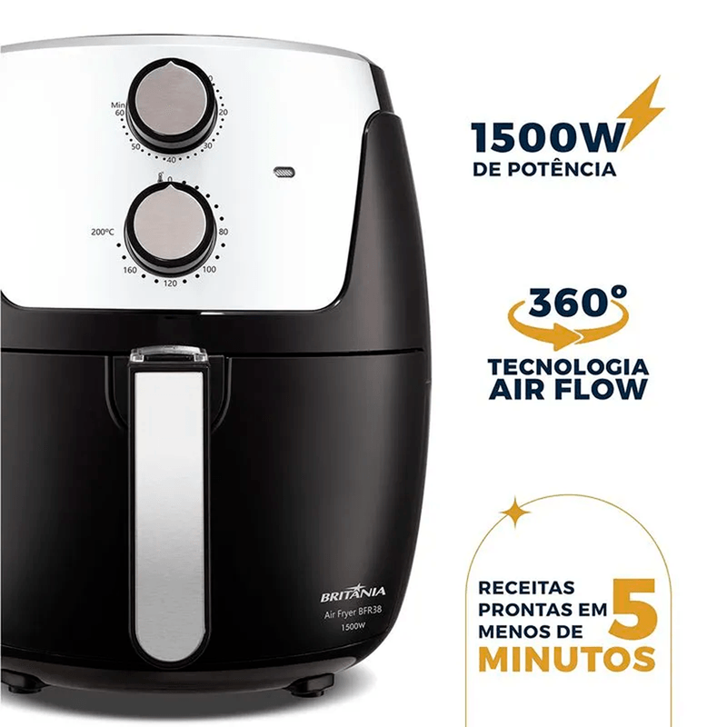 Fritadeira Air Fryer Britania 4 2L 1500W BFR38 Dura Mais