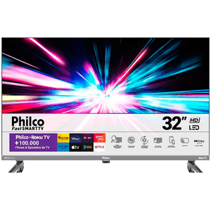 Smart TV LED 32" Philco Roku TV Dolby Audio PTV32K34RKGB