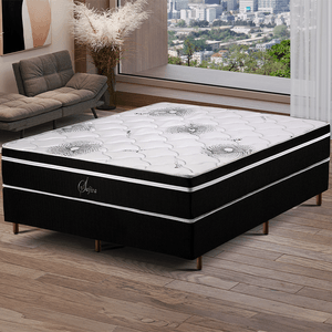 Conjunto Cama Box Casal Polar Safira 138x188cm Preto