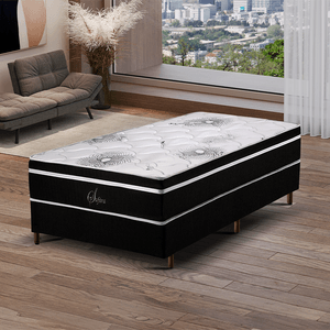 Conjunto Cama Box Solteiro Polar Safira 88x188cm Preto