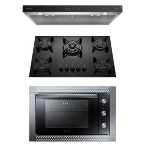 Conjunto Atlas U Top com Depurador Inox, Cooktop 5 bocas e Forno de Embutir 44L