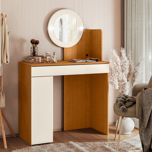 Camarim Aurea com Espelho e LED Cinamomo/Off white