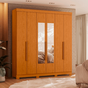 Guarda Roupa Albatroz Vinci 6 portas com Espelho Cinamomo