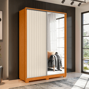Guarda Roupa Albatroz Frizatto 2 portas com Espelho Cinamomo/Off white