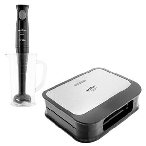 Conjunto Britânia Sanduicheira e Grill Inox com Mixer 350w Preto
