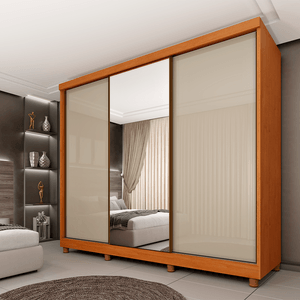 Guarda Roupa de Casal Monte Carlo Tcil 3 Portas Cinamomo/Off white