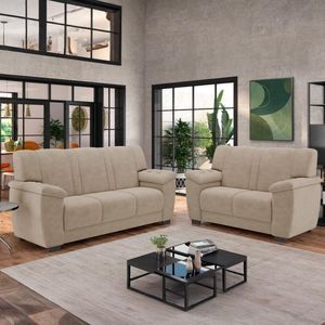 Sofá Besthouse Turim com 2 e 3 Lugares Capuccino