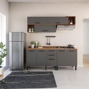 Armário de Cozinha Completo 3 peças Telasul Pimenta Freijó/Grafite