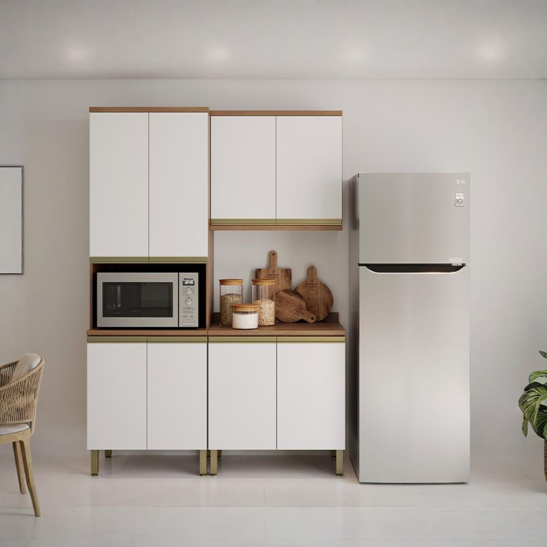 FCセット＋？ Armário de Cozinha Completo 3 peças Telasul Macadâmia Freijó/Branco