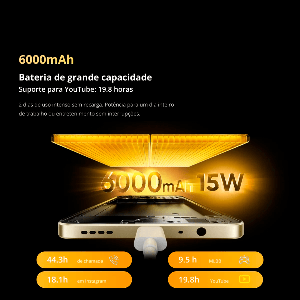 Smartphone Realme Note 70s 4G 128GB 4GB RAM Boost Tela 6,7