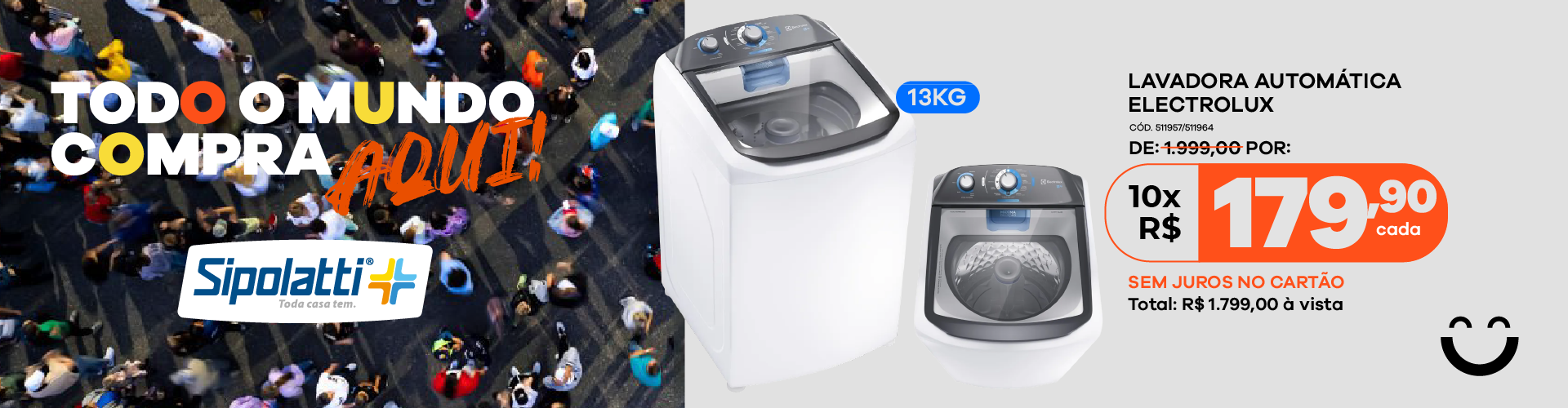 Máquina de Lavar Electrolux 13Kg Efficient Branco LDA13