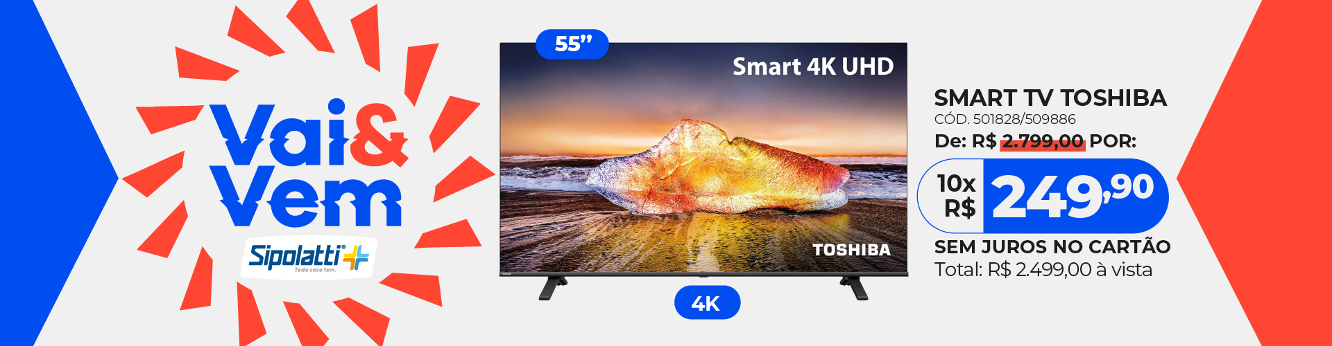 Smart TV Toshiba 55" DLED 4K TB023M Dolby Audio