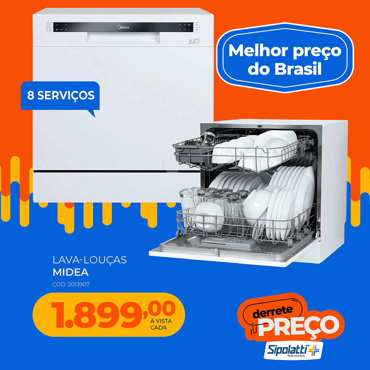 Lava Louças Midea 8 serviços Branca DWA08B