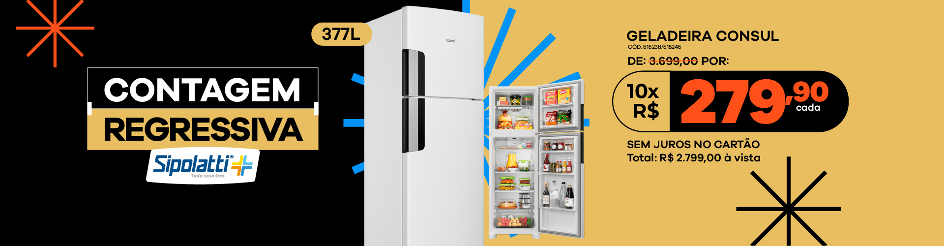 Geladeira Consul Frost Free 377L Duplex Inverter CRM44MB Branco